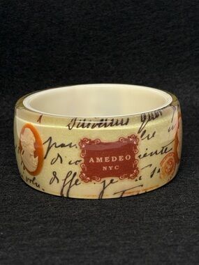 Amedeo Lettera D'Amore Carved Cameo Bangle Bracelet